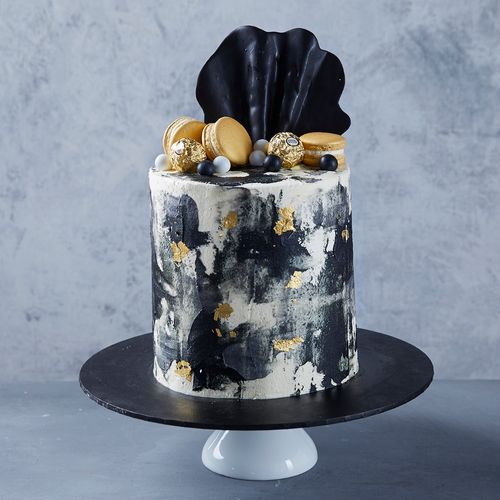 Black & Gold Shell Celebration Cake 