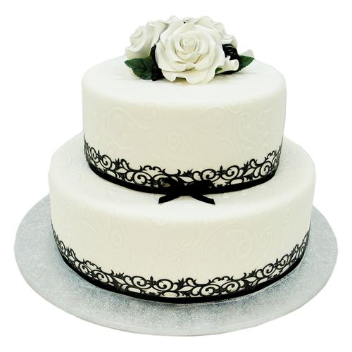 Black Lace & White Rose Cake