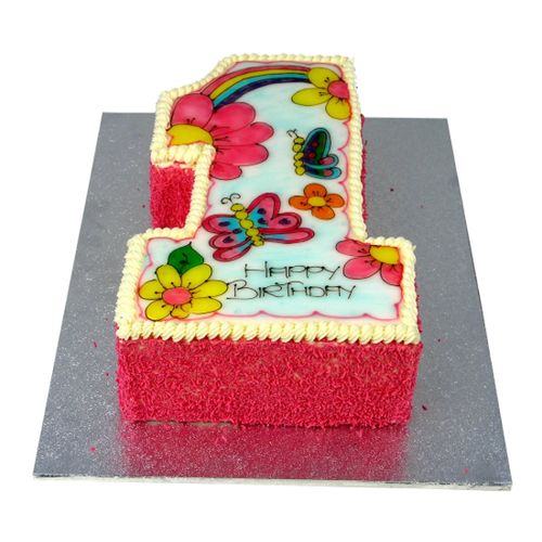 Butterfly & Rainbow Number Cake