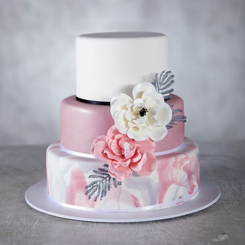 Pink Marble Wedding Cake