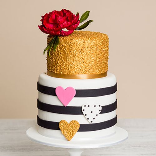 Flowers & Hearts Birthday Cake