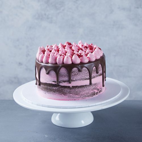 Flourless Pink Chocolate Drip Cake