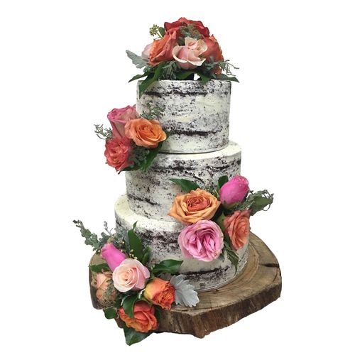 Naked Rose Wedding Cake 
