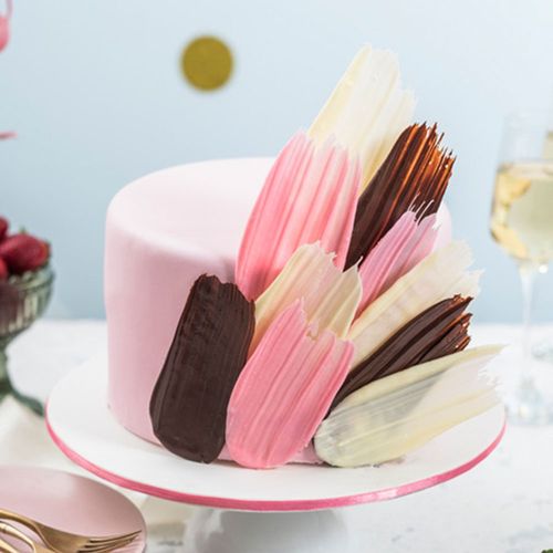 Pink Flamingo Brushstroke Cake