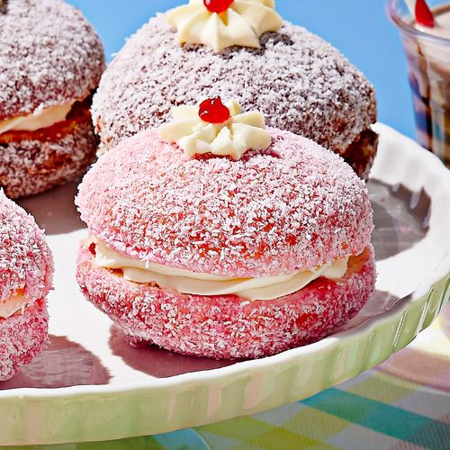 Raspberry Cream Lamington Donut - Pack of Six