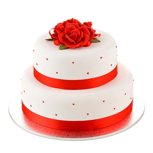 Red Rose Cake - Two Tiers