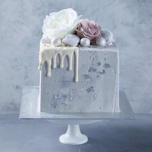 Silver Block Drip Celebration Cake